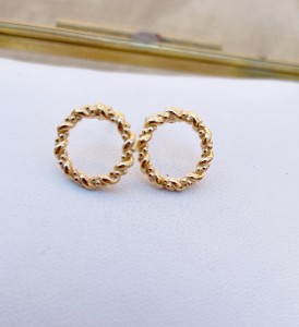 Kolczyki  wkrętki Ring  srebro pozłacane