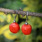 Kolczyki bryłki koral pomarańczowy