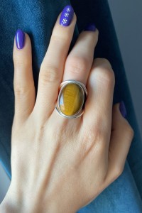 Pierścionek  tygrysie oko owal 