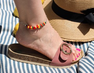 Bransoletka 2w1 na nogę i rękę koral i malachit