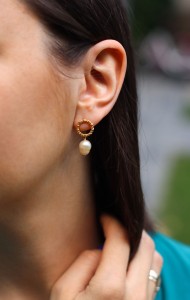 Kolczyki perły brzoskwiniowe