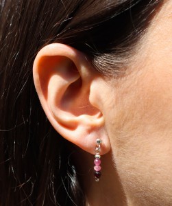 Kolczyki drobny rubin turmalin granat