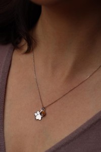 Naszyjnik łapka psa i tygrysie oko srebro klasyczne