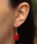 Kolczyki wałki koral czerwony 