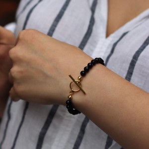 Bransoletka czarny turmalin fasetowany  