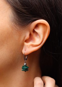 Kolczyki malachit plasterki