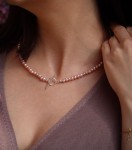 Naszyjnik klasyczny różowe perły hodowane 