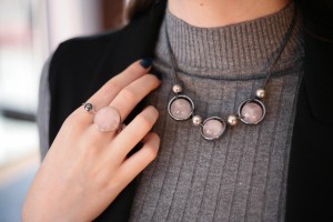 Naszyjnik Dalia kwarc różowy