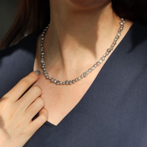 Naszyjnik klasyczny srebrne perły hodowane   