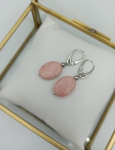 Kolczyki jadeit różowy owal