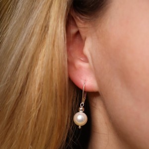 Kolczyki biała perła okrągła 