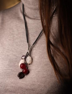 Grono granat, kwarc różowy, agat i ametyst 