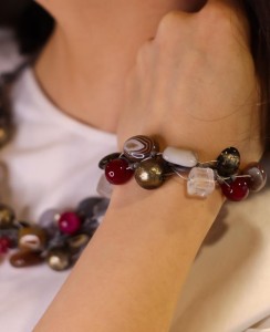 Bransoletka Sieć Klasyczna fuksja i szarość