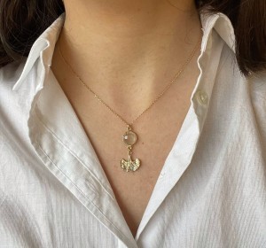 Naszyjnik kwarc z rutylem   i miłorząb  