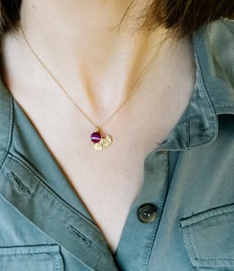 Naszyjnik fasetowany agat purpurowy  i miłorząb srebro klasyczne  lub pozłacane