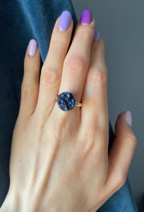 Pierścionek druza agatowa okrągły   