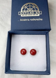 Kolczyki wkrętki jaspis czerwony 8 mm   