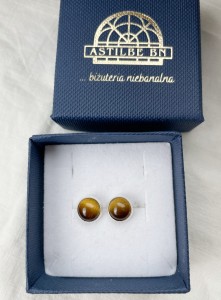 Kolczyki wkrętki tygrysie oko 8 mm    