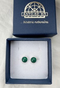 Kolczyki wkrętki malachit 7 mm