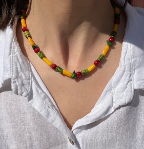 Naszyjnik klasyczny  Kolorowy Koral i jaspis 