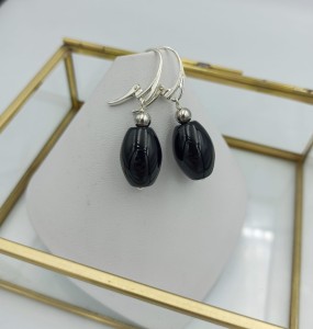 Kolczyki onyks baryłka