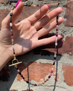 Naszyjnik  turmalin fasetowany kolorowy