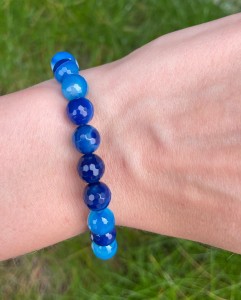Bransoletka agat niebieski kulki fasetowane 