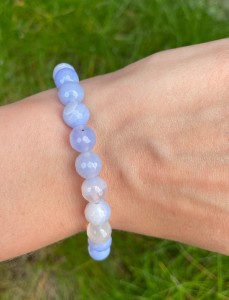 Bransoletka  chalcedon kulki fasetowane