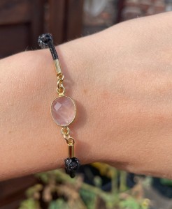 Bransoletka kwarc różowy  fasetowany 