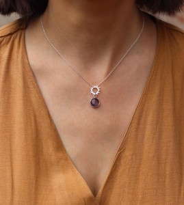 Naszyjnik Słoneczko i ametyst  srebro klasyczne  