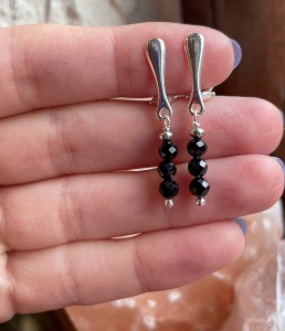 Klipsy czarny turmalin  fasetowany