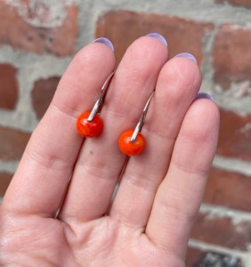Kolczyki  Carmen koral pomarańczowy kulki 