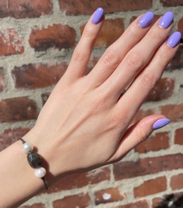 Bransoleta labradoryt i białe perły hodowane 