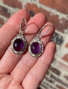 Kolczyki ametyst owalne 