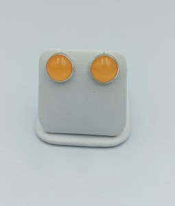 Kolczyki wkrętki z pomarańczowego jadeitu 10mm  
