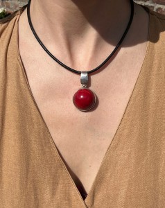 Wisior koral czerwony okrągły