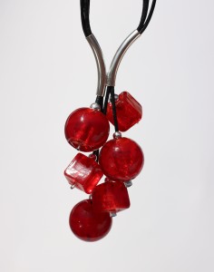 Naszyjnik Grono czerwone szkło weneckie 