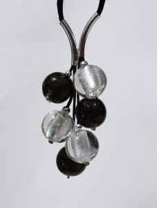 Naszyjnik Grono biało - szare szkło weneckie  