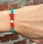 Bransoletka Ariel Koral perła i turkus