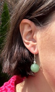 Kolczyki jadeit zielony kulka