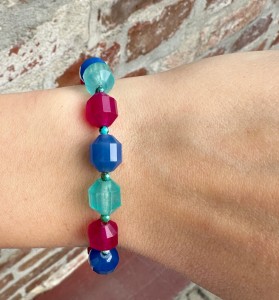 Bransoletka Candy kolorowe agaty i drobne turkusy