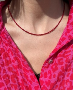 Naszyjnik drobny fasetowany Koral czerwony