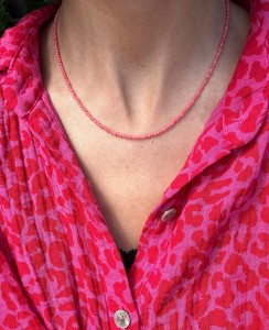 Naszyjnik drobny fasetowany Koral różowy 