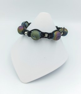 Bransoleta pleciona agat tytanowy kolorowy