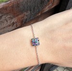 Bransoleta kwadrat kolorowe cyrkonie