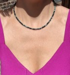 Naszyjnik drobny fasetowany niebieski turmalin 