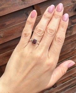 Pierścionek turmalin różowy  surowy  