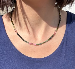 Naszyjnik  turmalin arbuzowy kolorowy
