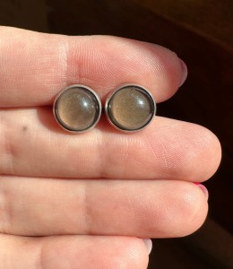 Kolczyki wkrętki kwarc dymny 10mm 