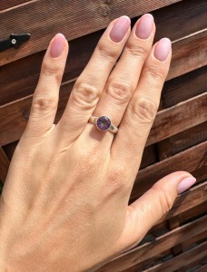 Pierścionek topaz mistyczny okrągły fasetowany